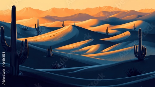 Serene Desert Landscape at Golden Hour