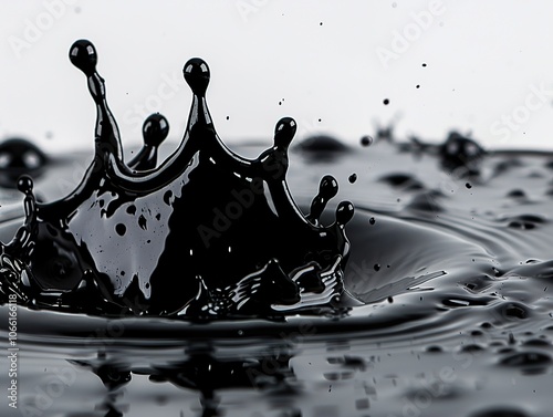 A dramatic black liquid splash against a clean white background, highlighting the contrast photo