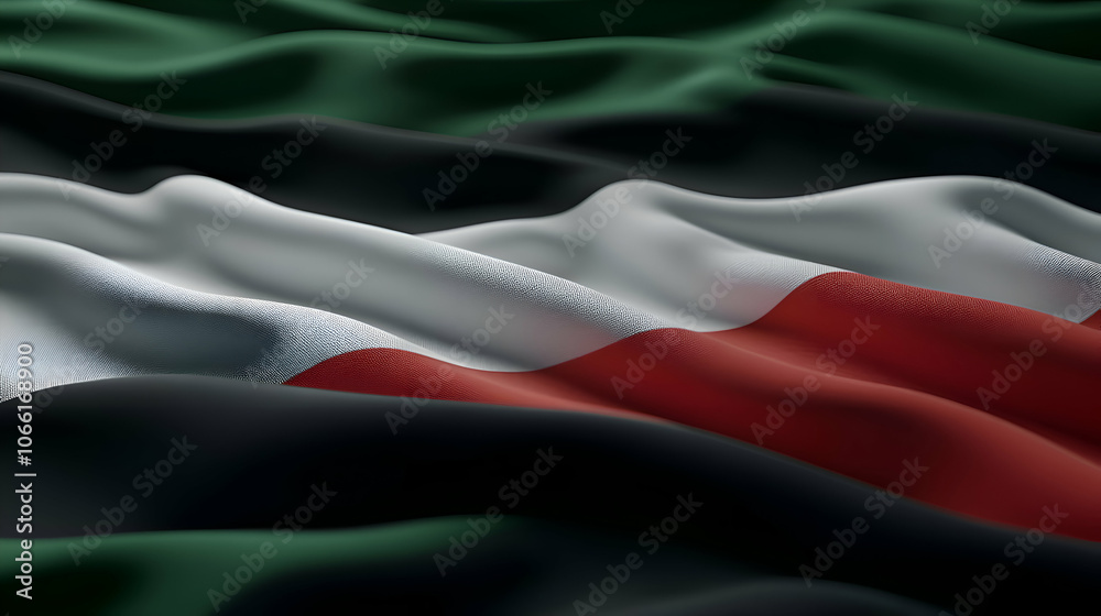 Closeup of the Kuwaiti Flag, national, symbol, patriotism, country, independence Closeup of the Kuwaiti Flag, national, symbol, patriotism, country, independence
