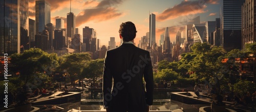 Business man standing near office window