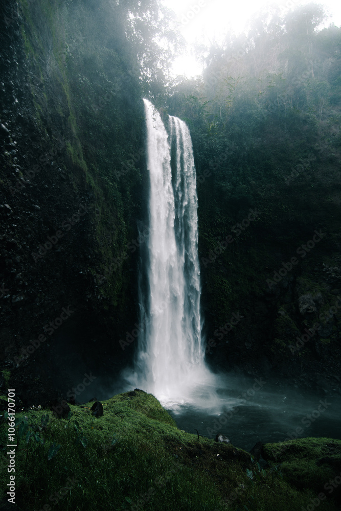 waterfall in the fog