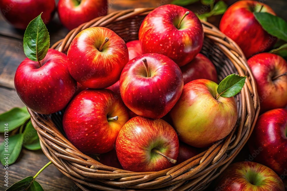 Red Apples in Basket - Candid Photography AI Photo, Still Life, Fruit, Basket, Apples, Autumn, Harvest Red Apples in Basket - Candid Photography AI Photo, Still Life, Fruit, Basket, Apples, Autumn, Harvest