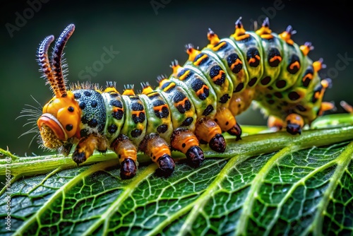 Sawfly Larva Closeup - Fashion Photography Pest Infested Leaves photo