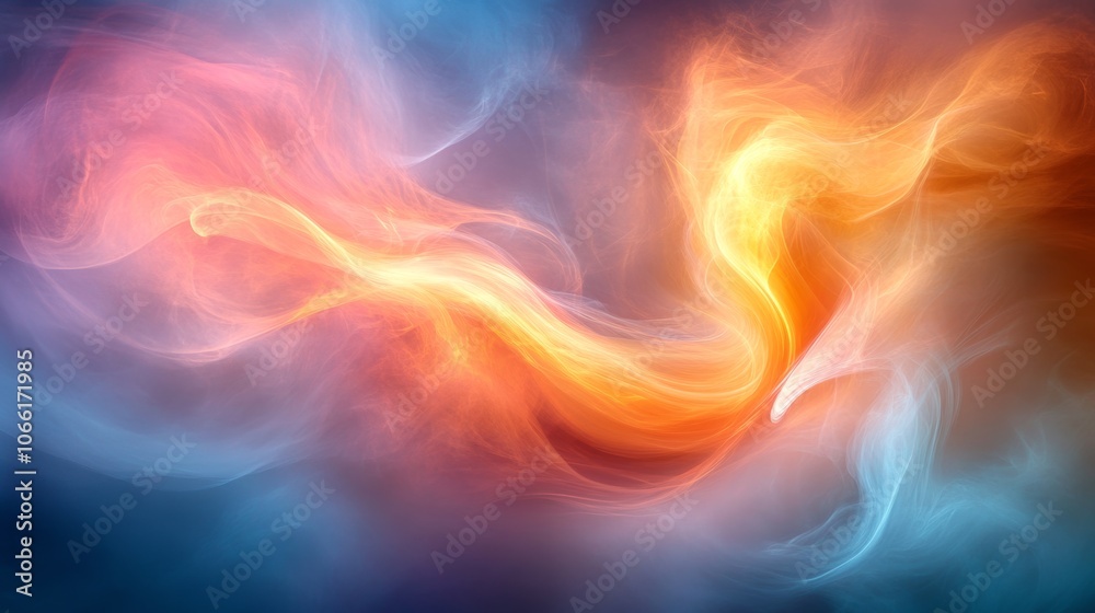 Obraz premium Abstract Swirling Energy Warm Cool Colors Fiery Flow Light Trails Glowing Nebula Dynamic Design