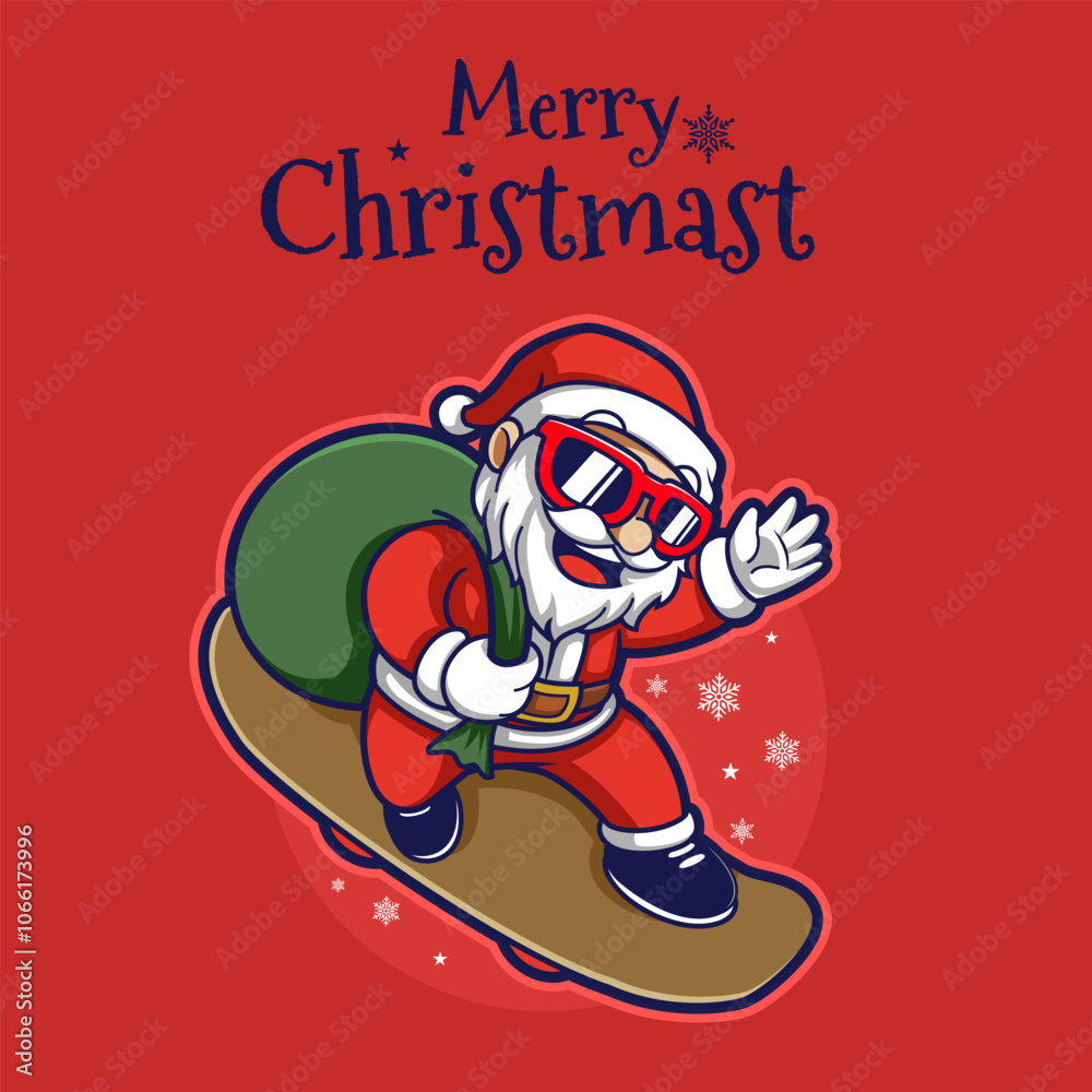 Fototapeta premium santa claus skater vector illustration