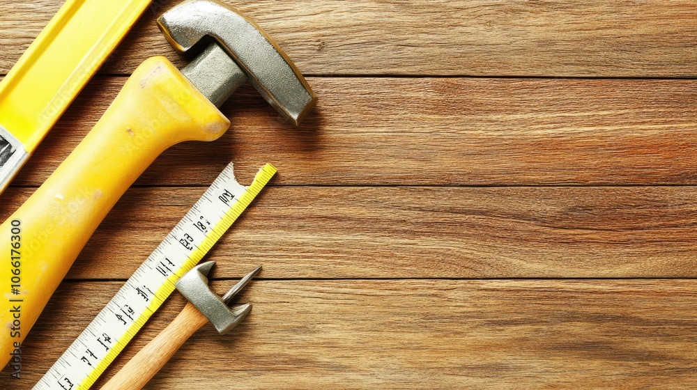 Tools on Wooden Surface for DIY Projects Tools on Wooden Surface for DIY Projects
