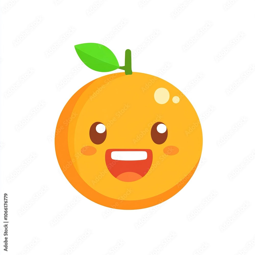 Smiling Orange with Green Leaf and White Teeth Smiling Orange with Green Leaf and White Teeth