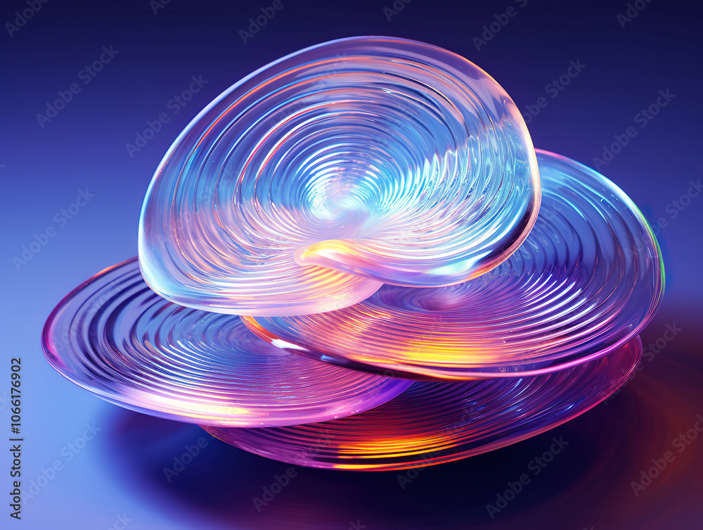 Fototapeta premium Gradient Crystal Glass Sculpture 3D Composition