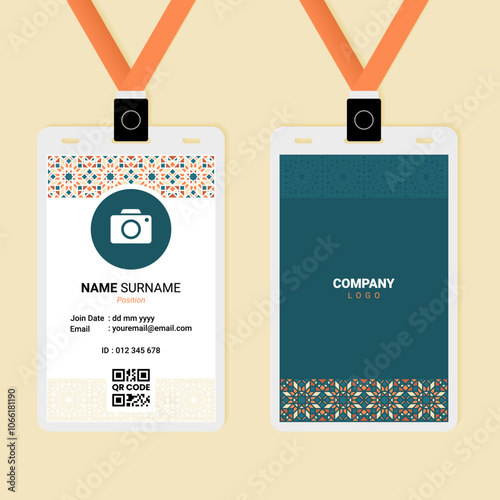 Islamic ID Card Design with Pastel and Stroke Ornament 