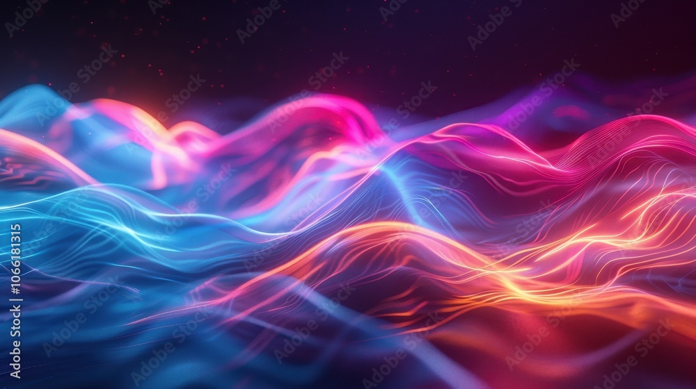 Abstract Neon Waves with Glowing Lines and Particles Abstract Neon Waves with Glowing Lines and Particles