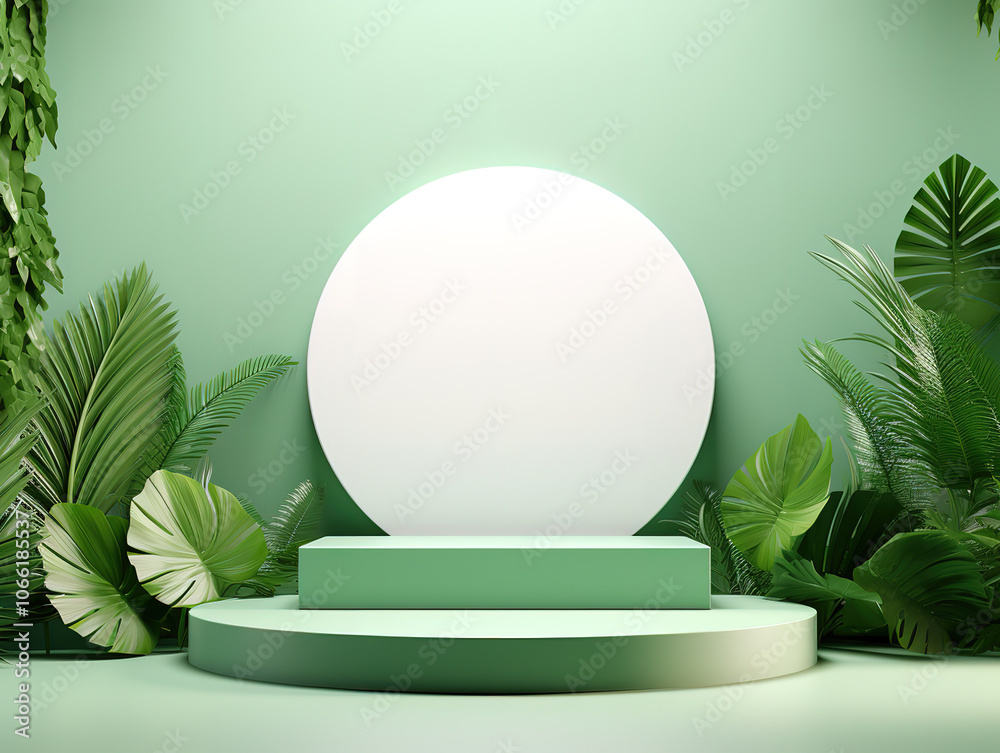 Elegant Podium Design in Abstract Nature Setting for Cosmetic Displays Elegant Podium Design in Abstract Nature Setting for Cosmetic Displays