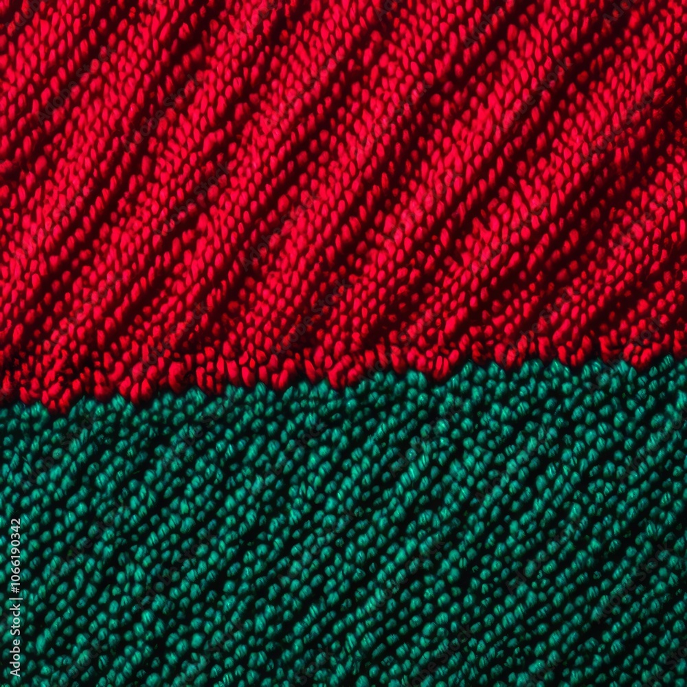 Obraz premium Close-up of red and green knit fabric texture.