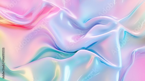 Wallpaper Mural Soft waves of pastel hues create a mesmerizing abstract pattern, blending shades of pink and blue. The fluid motion evokes a sense of calm and tranquility, inviting creative inspiration. Torontodigital.ca