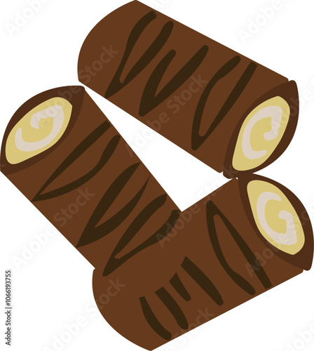 Food Illustration Chocolate Rolled Omelette