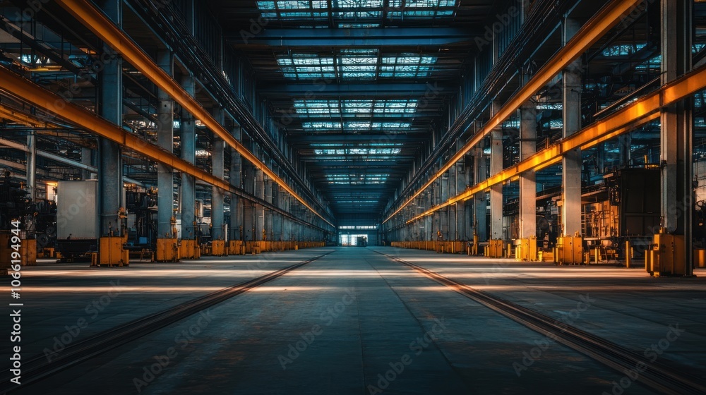 Obraz premium Industrial Interior: A Long, Empty Perspective