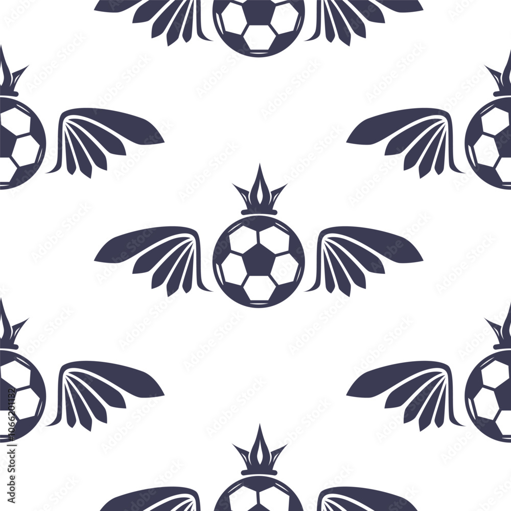 Winged Soccer Ball Seamless Pattern Winged Soccer Ball Seamless Pattern
