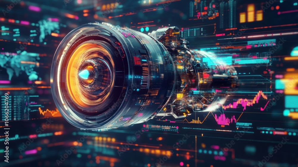 Obraz premium Futuristic Engine in Digital World