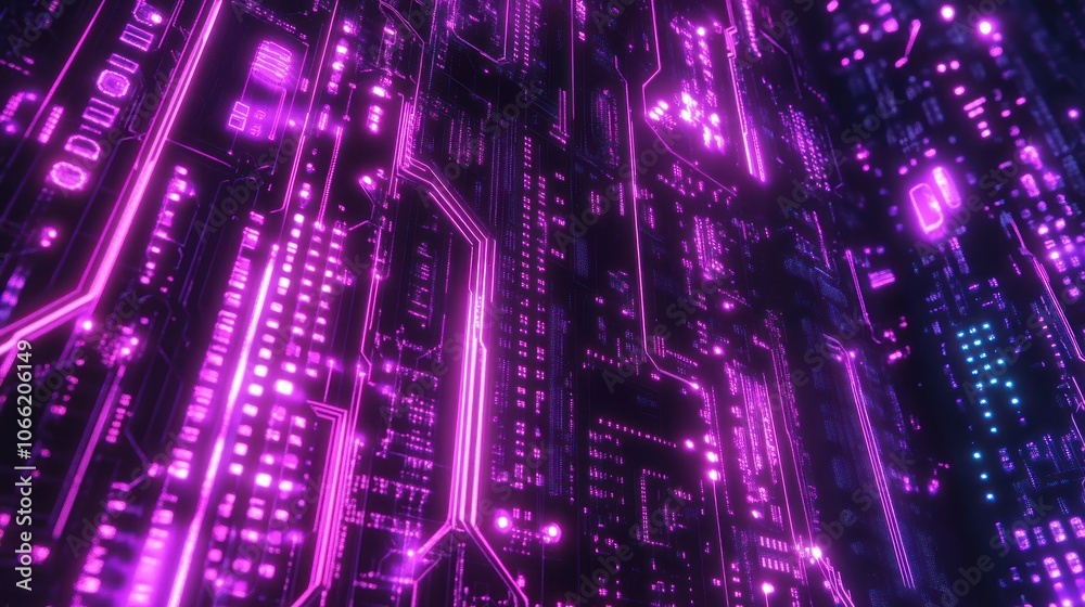 Obraz premium Abstract Circuit Board with Glowing Lines