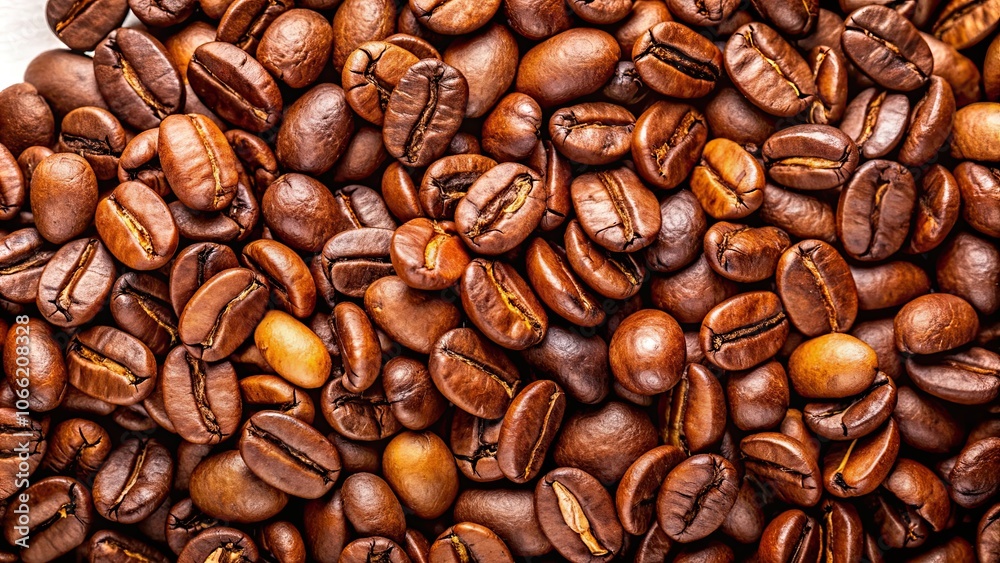Fototapeta premium Fresh brown coffee beans isolated on background, coffee, beans, isolated,background, fresh, brown, drink, caffeine, aroma