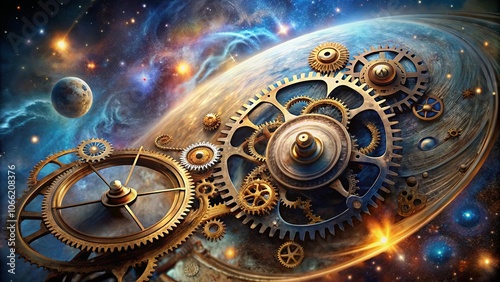 Wallpaper Mural A Celestial Clockwork, Where Planets Spin and Gears Interlock, Guided by the Cosmic Symphony of Stars Torontodigital.ca