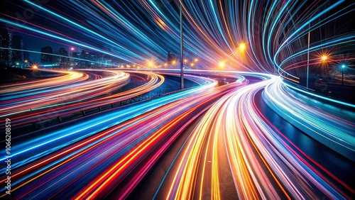 A Tapestry of Light Trails Weaving Through an Urban Nighttime Landscape