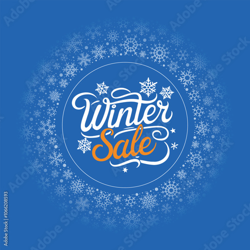 Winter round frame of snowflakes, winter sale, snow, vector design	
