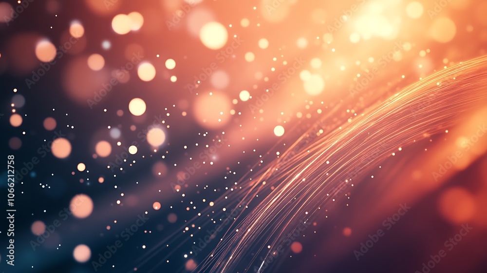 Fototapeta premium Abstract Background with Golden Lines and Bokeh Lights