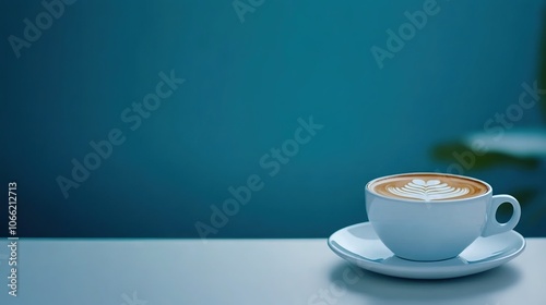 Barista Creating Latte Art with Soft Light Background photo