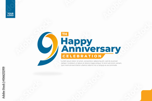 Number 9 logo icon design, 9th birthday logo number, anniversary 9