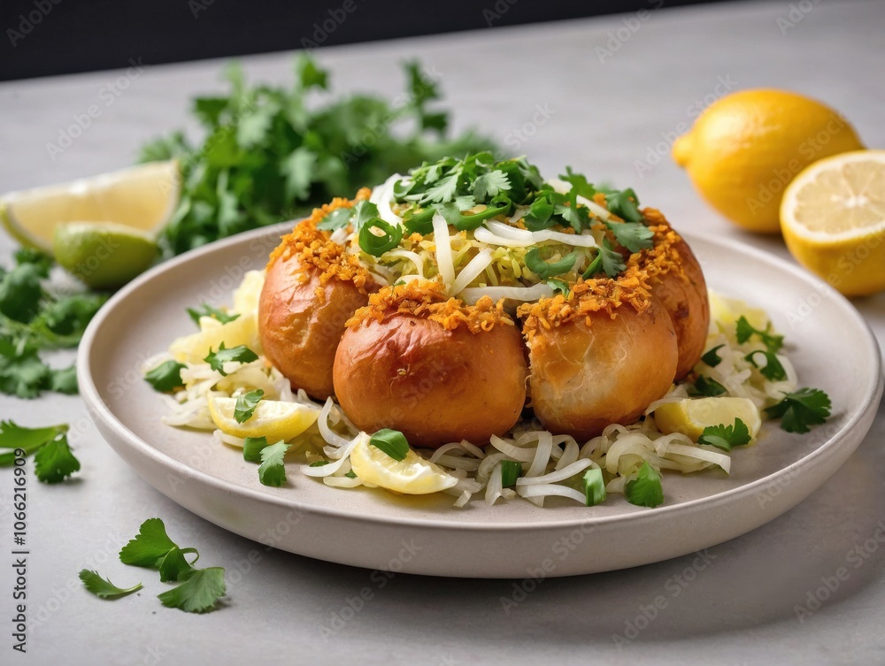 Pav Bhaji Plate with Garnishes Pav Bhaji Plate with Garnishes