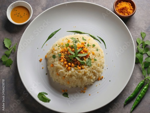 Overhead Shot of Simple Upma Plate photo