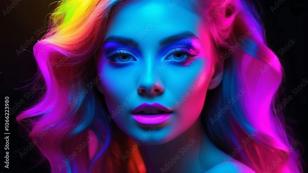 Portrait of a woman in blue light. Portrait of a woman in blue light.