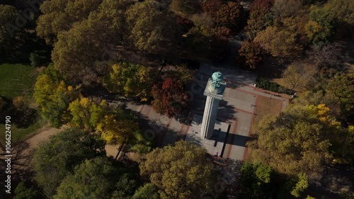 flying back over Fort Greene Park revealing downtown Brooklyn photo