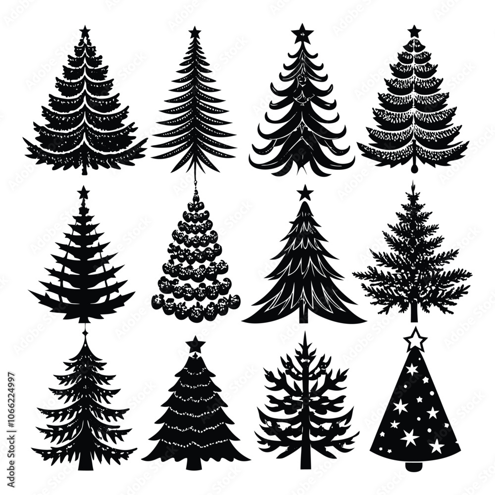 Obraz premium vector a set-of realistic christmas tree design
