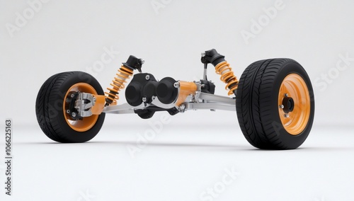 Rear suspension system with independent wheels and an axle. photo