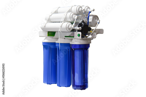 Reverse osmosis water purification system isolaterd on white. Water cleaning system