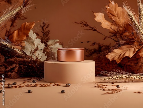 Podium in the middle and Fallen Leaves