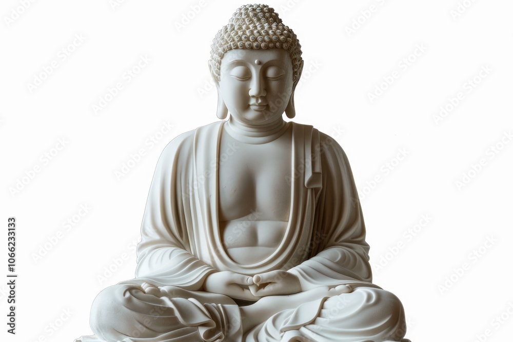 Obraz premium White Buddha isolated against white background incl. clipping path