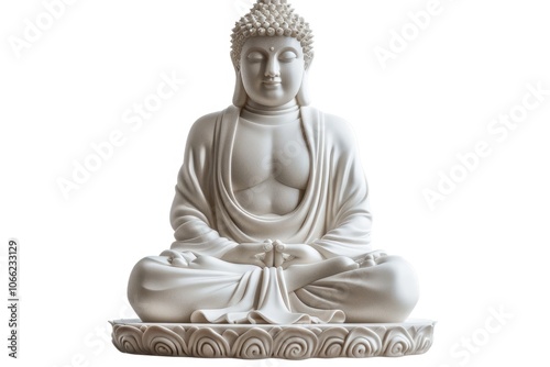 White Buddha  isolated against white background incl. clipping path photo