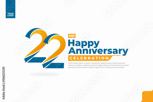 Number 22 logo icon design, 22nd birthday logo number, anniversary 22
