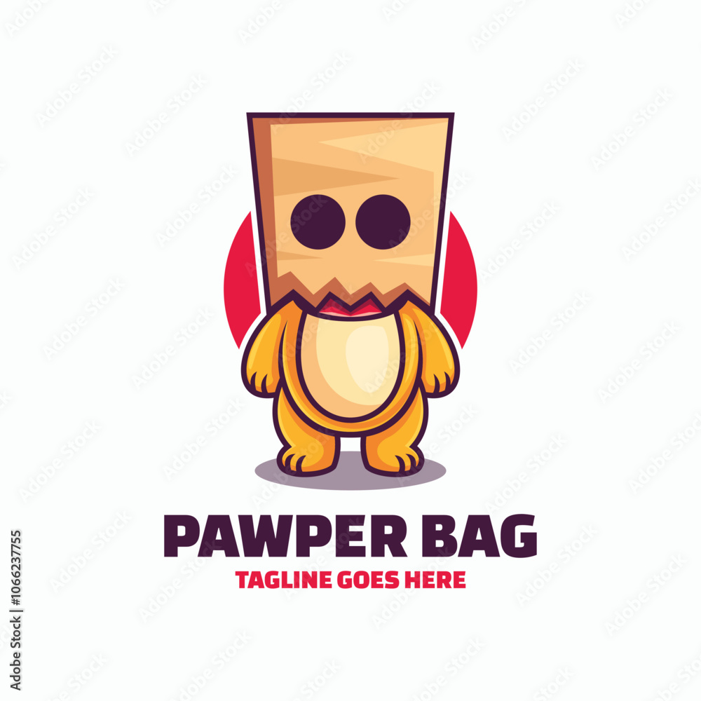 Fototapeta premium Vector Logo Illustration Pawper Bag Mascot Cartoon Style