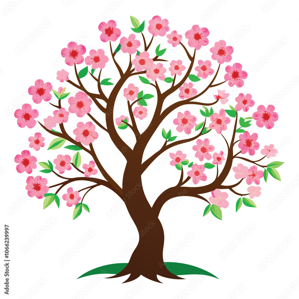 Obraz premium blooming tree on white background