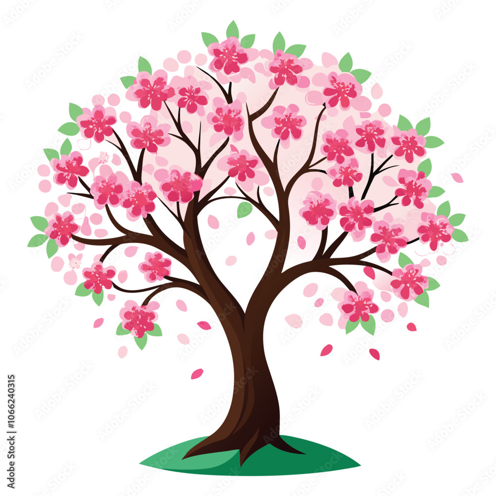 Obraz premium blooming tree on white background