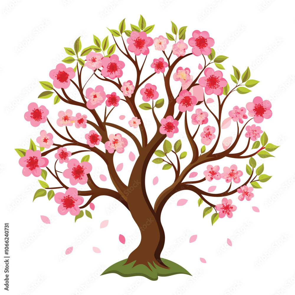 Obraz premium blooming tree on white background