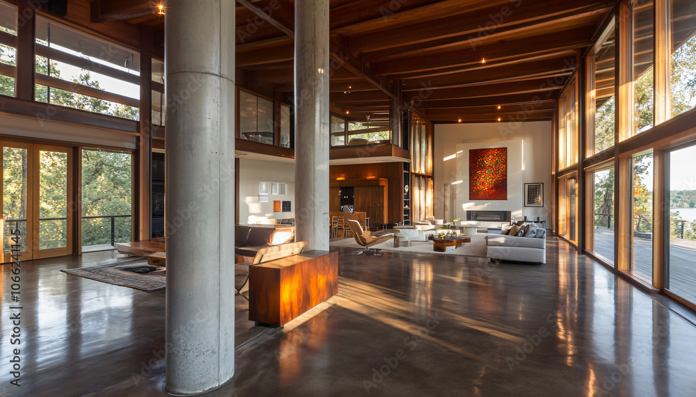 Fototapeta premium Minimalist and unique interior design in the house