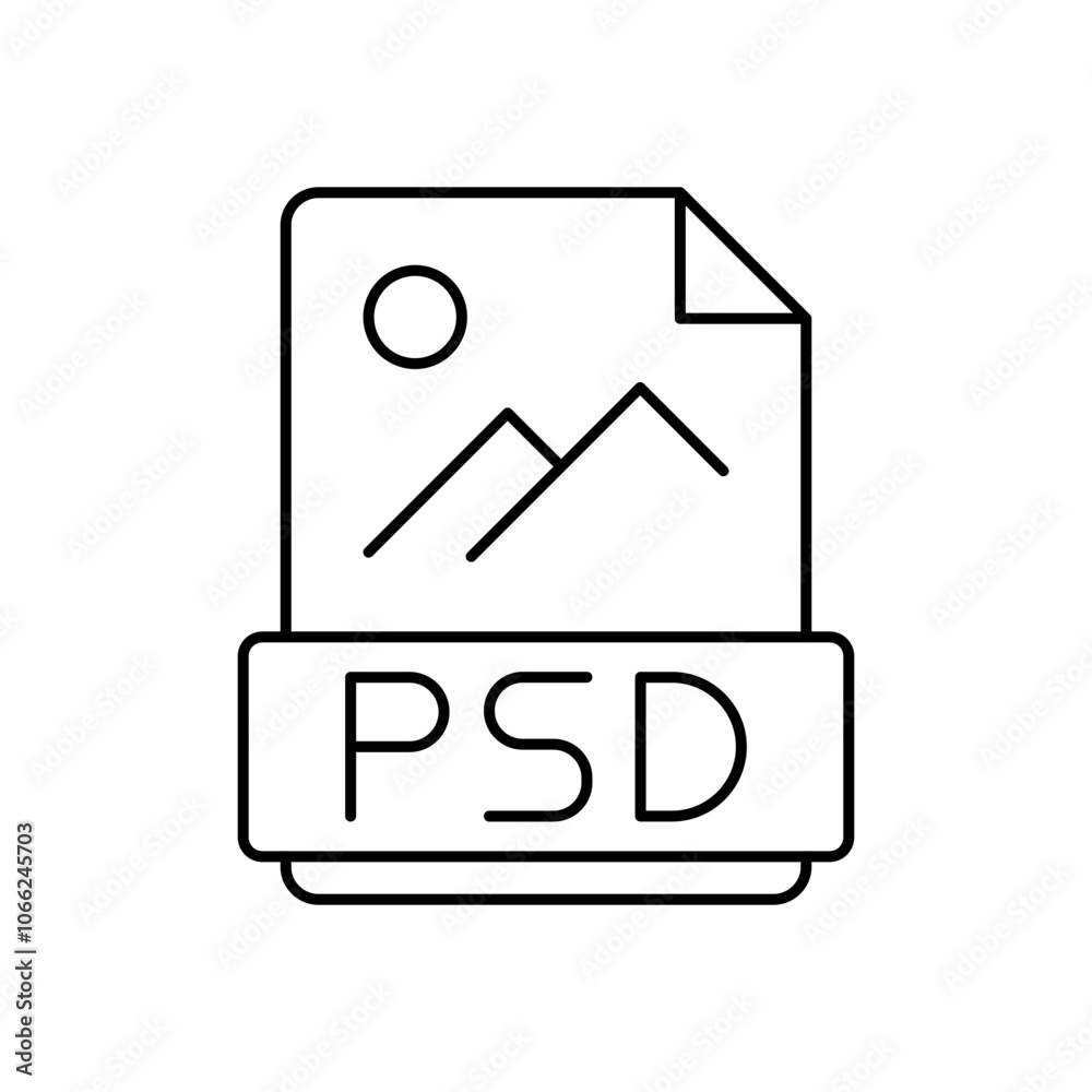 Obraz premium Outline Icon Document format PSD, File Extension