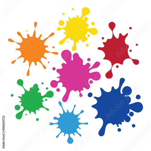 colorful ink spots set splash splatter abstract
