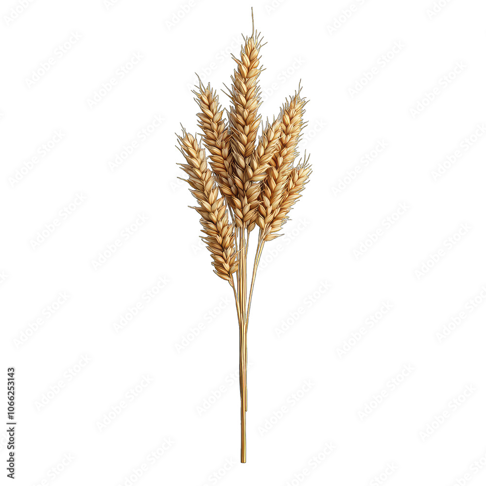 Close-Up of Golden Barley Stalk Isolated on Transparent Background Close-Up of Golden Barley Stalk Isolated on Transparent Background