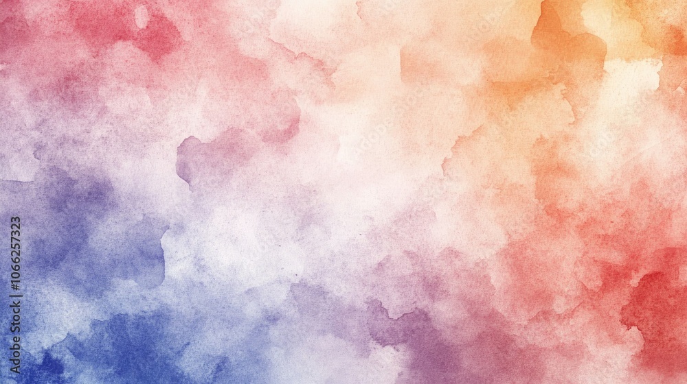 Obraz premium Soft watercolor background in pastel shades, with flowing washes of color blending seamlessly together. The texture of the watercolor paper adds depth.