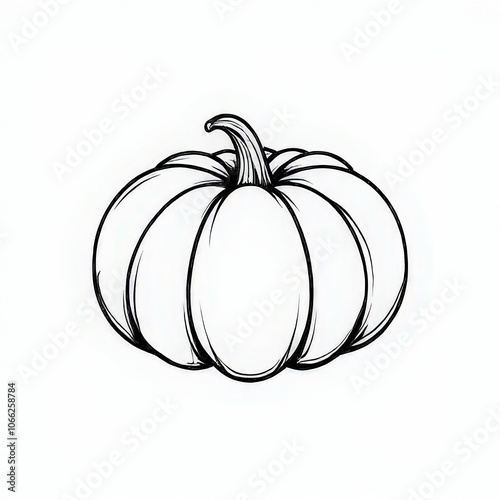 A single, detailed black and white clipart of a single pumpkin, perfect for seasonal decor and craft templates